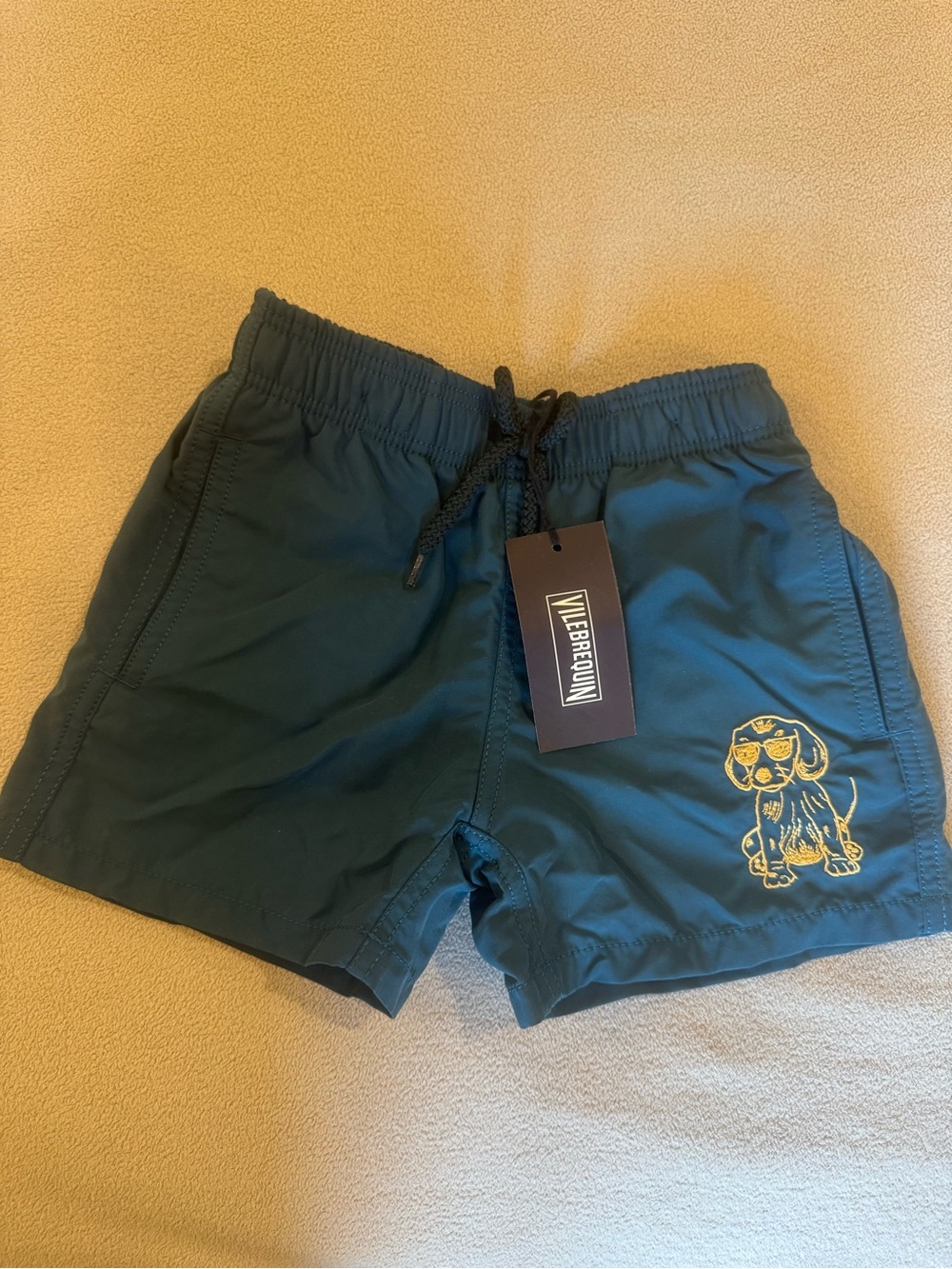 Vilebrequin Boys Swim Shorts in Teal with Black Mesh Lining